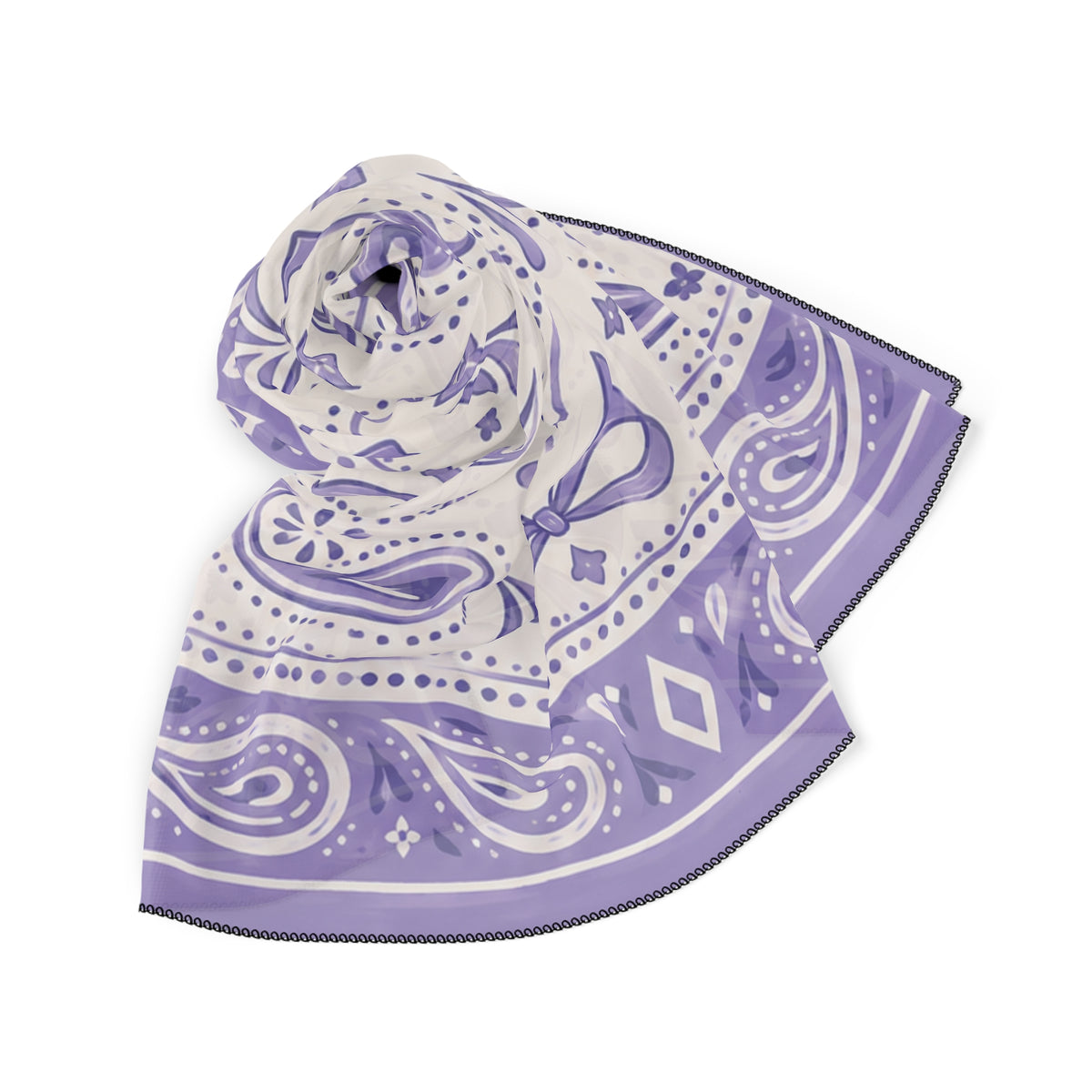 Lavender Paisley Poly Scarf — Greek Letter Sigma Sigma Sigma Bandana