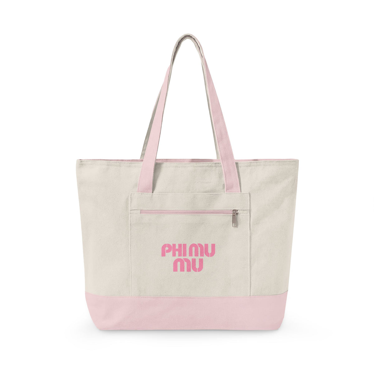 Phi Mu Designer Inspired Zippered Canvas Tote