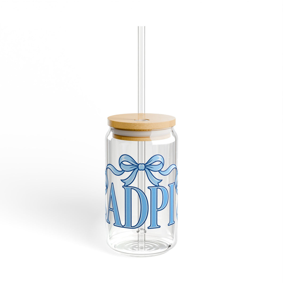 ADPI Ribbon Sipper Glass | 16oz Acrylic Tumbler with Straw