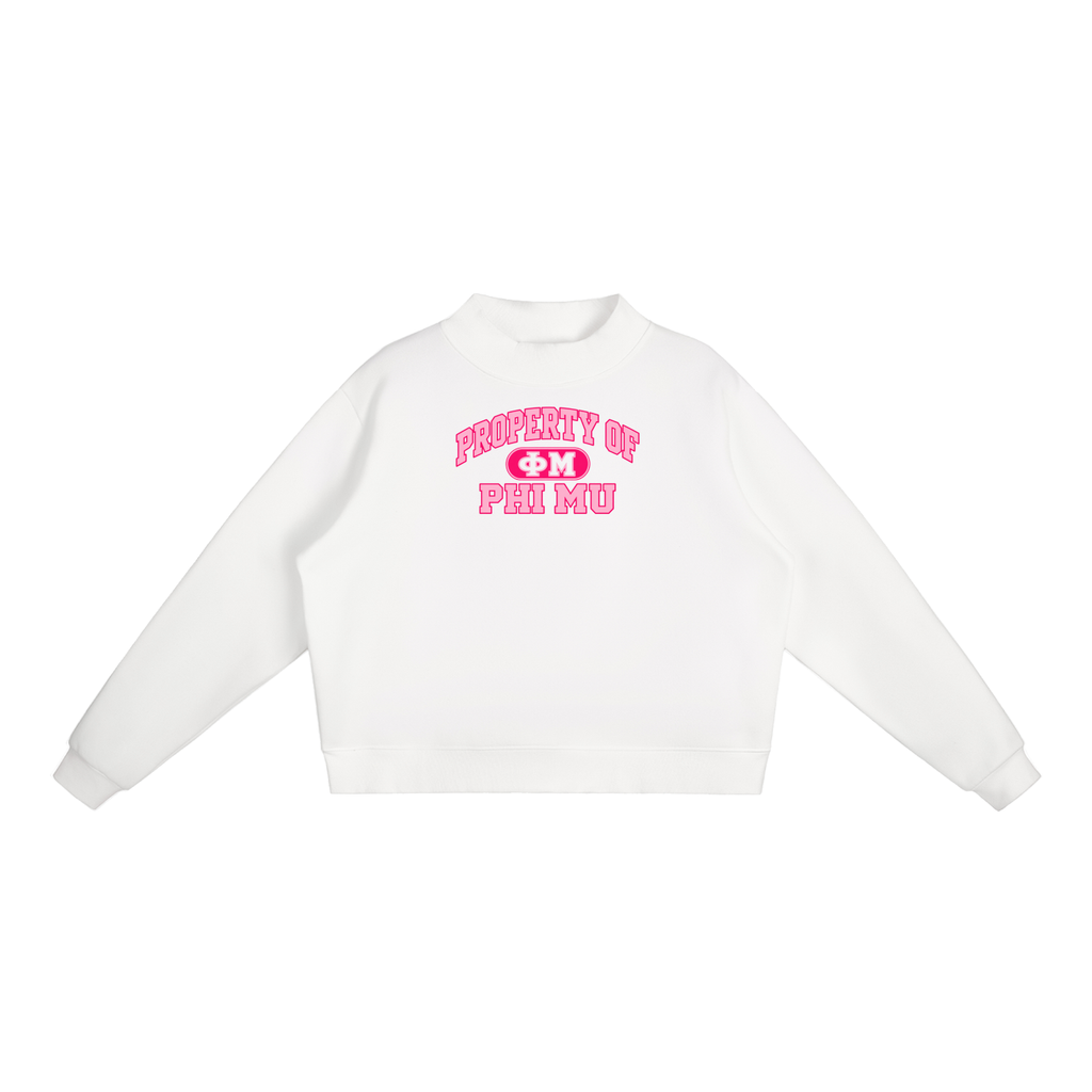 Phi Mu Essential Fleece Mock-Neck Crew Sweatshirt