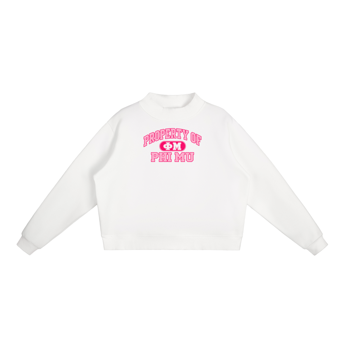 Phi Mu Essential Fleece Mock-Neck Crew Sweatshirt