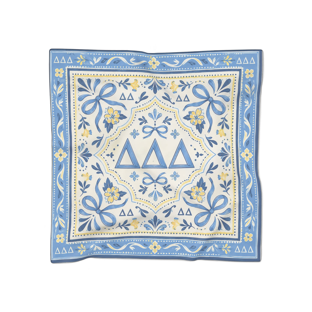 Delta Delta Delta Blue Floral Bandana Scarf