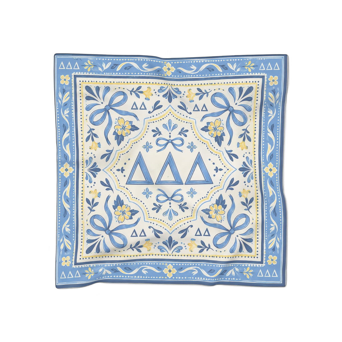 Delta Delta Delta Blue Floral Bandana Scarf