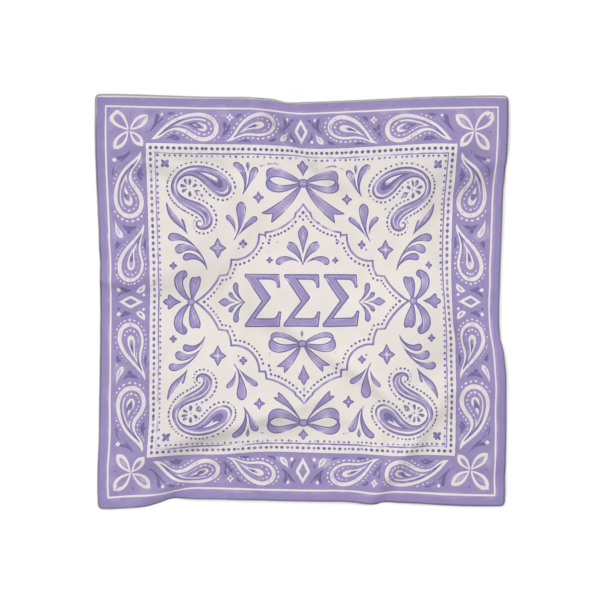 Lavender Paisley Poly Scarf — Greek Letter Sigma Sigma Sigma Bandana