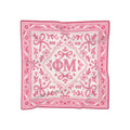 Pink Floral Phi Mu Bandana Scarf — Sorority Phi Mu Logo Silk-Feel Square Scarf