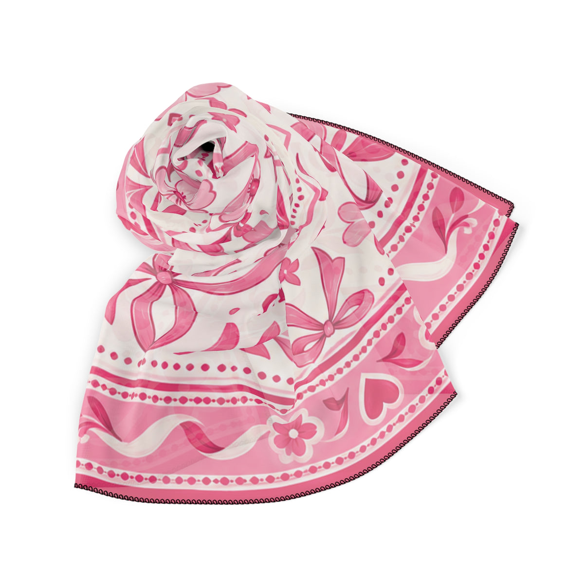 Pink Floral Phi Mu Bandana Scarf — Sorority Phi Mu Logo Silk-Feel Square Scarf