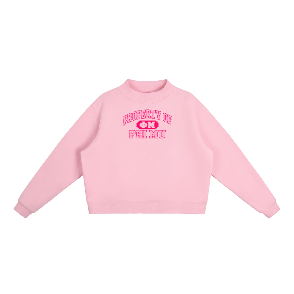 Phi Mu Essential Fleece Mock-Neck Crew Sweatshirt