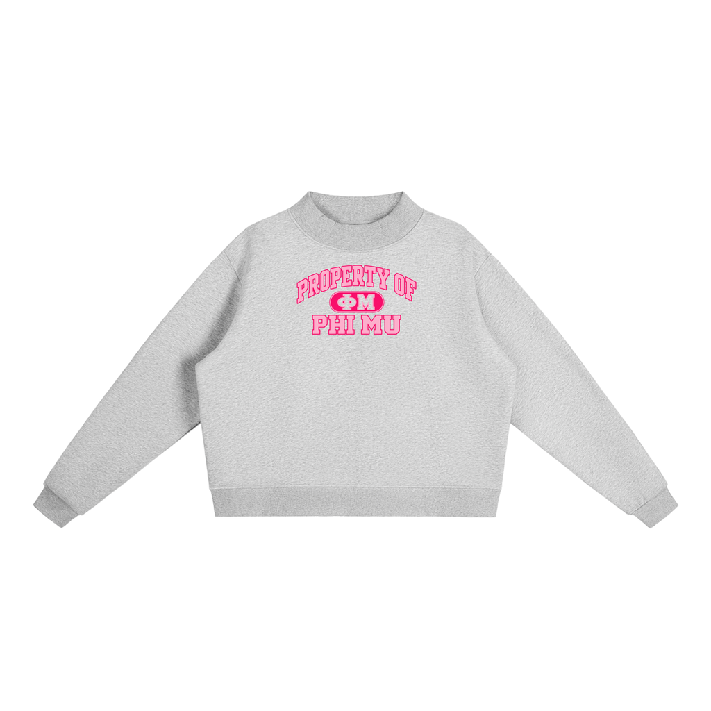 Phi Mu Essential Fleece Mock-Neck Crew Sweatshirt