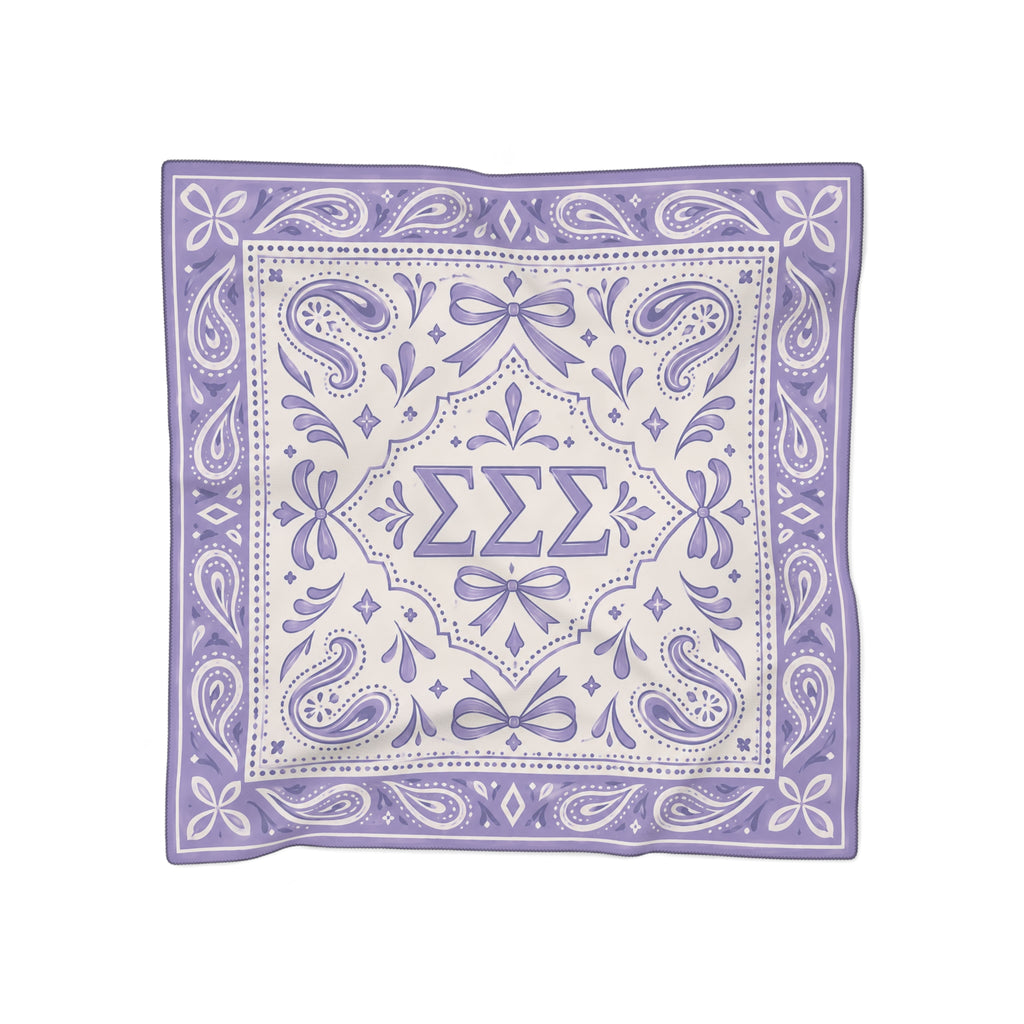 Lavender Paisley Poly Scarf — Greek Letter Sigma Sigma Sigma Bandana