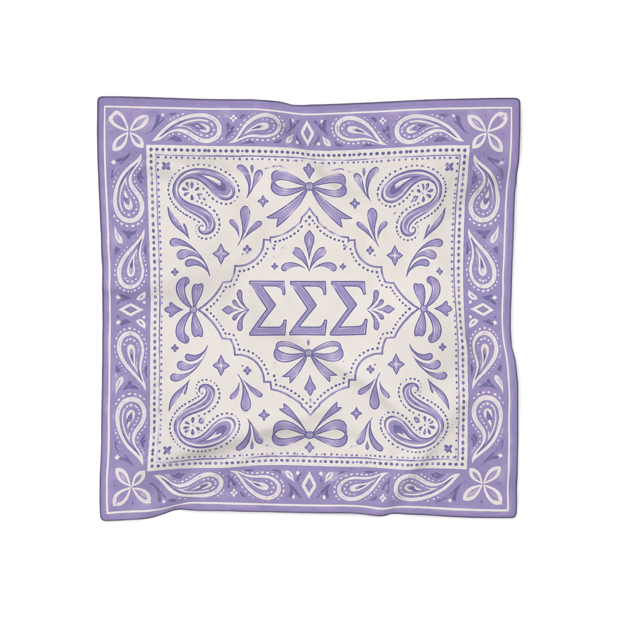 Lavender Paisley Poly Scarf — Greek Letter Sigma Sigma Sigma Bandana