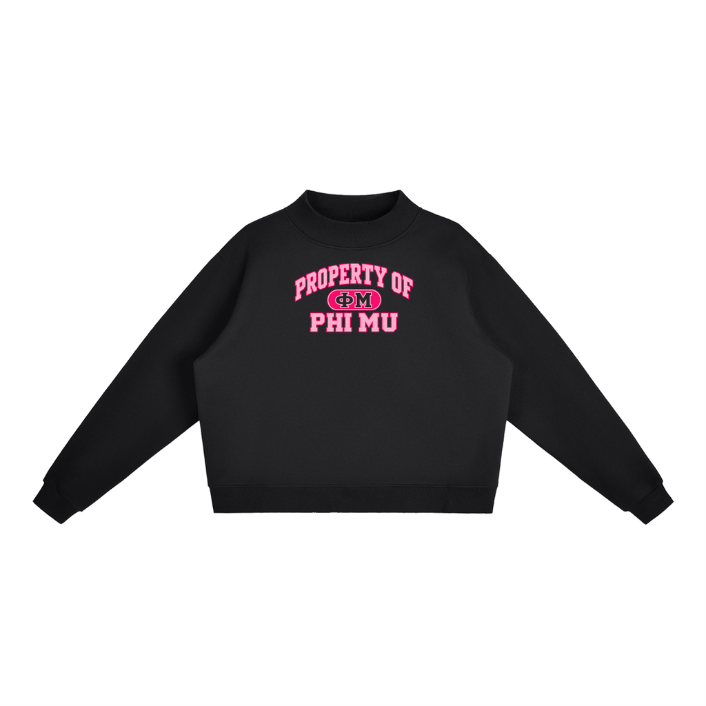 Phi Mu Essential Fleece Mock-Neck Crew Sweatshirt