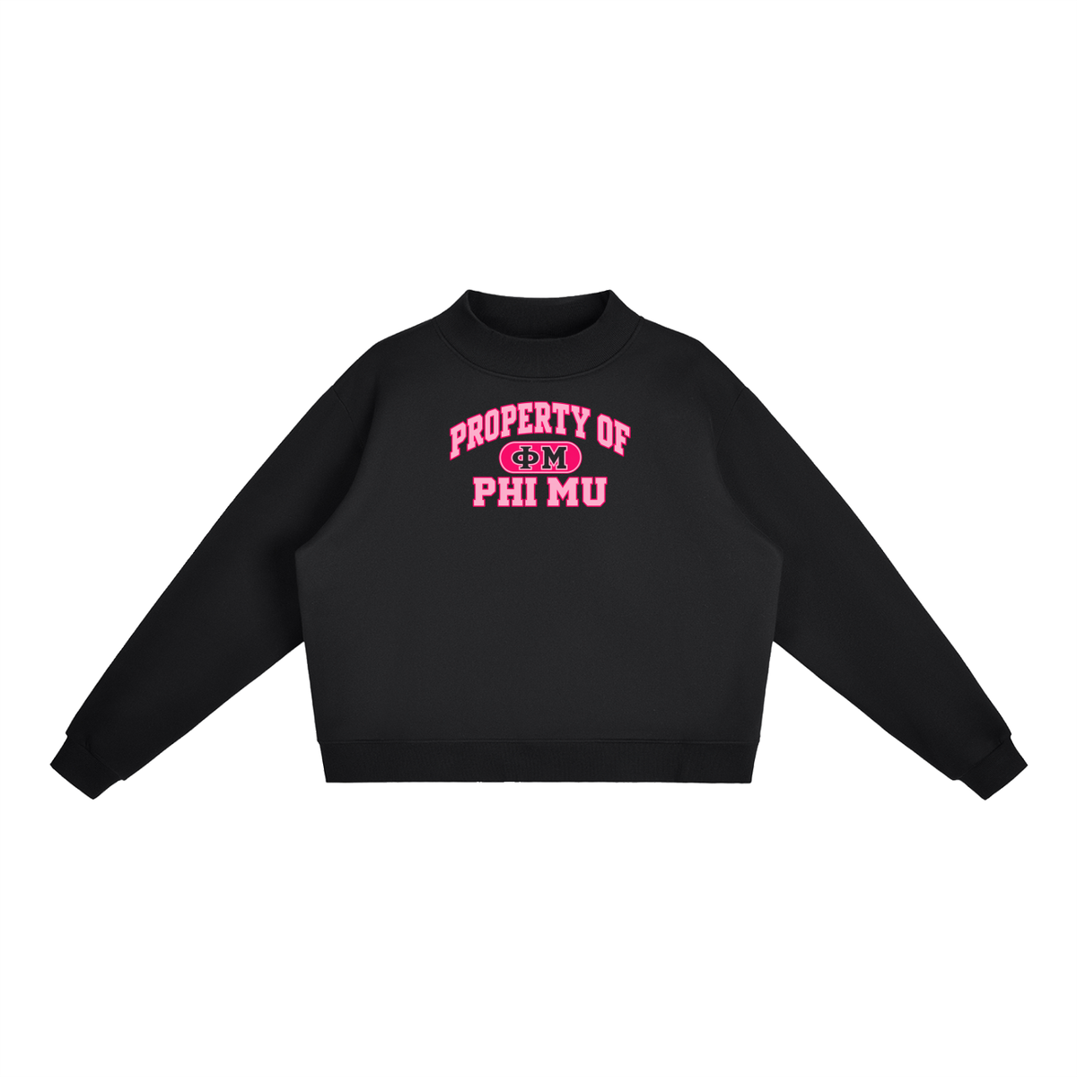 Phi Mu Essential Fleece Mock-Neck Crew Sweatshirt