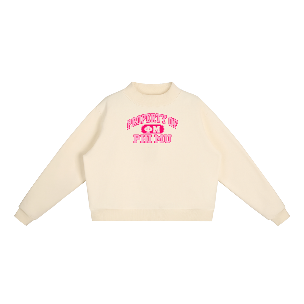 Phi Mu Essential Fleece Mock-Neck Crew Sweatshirt
