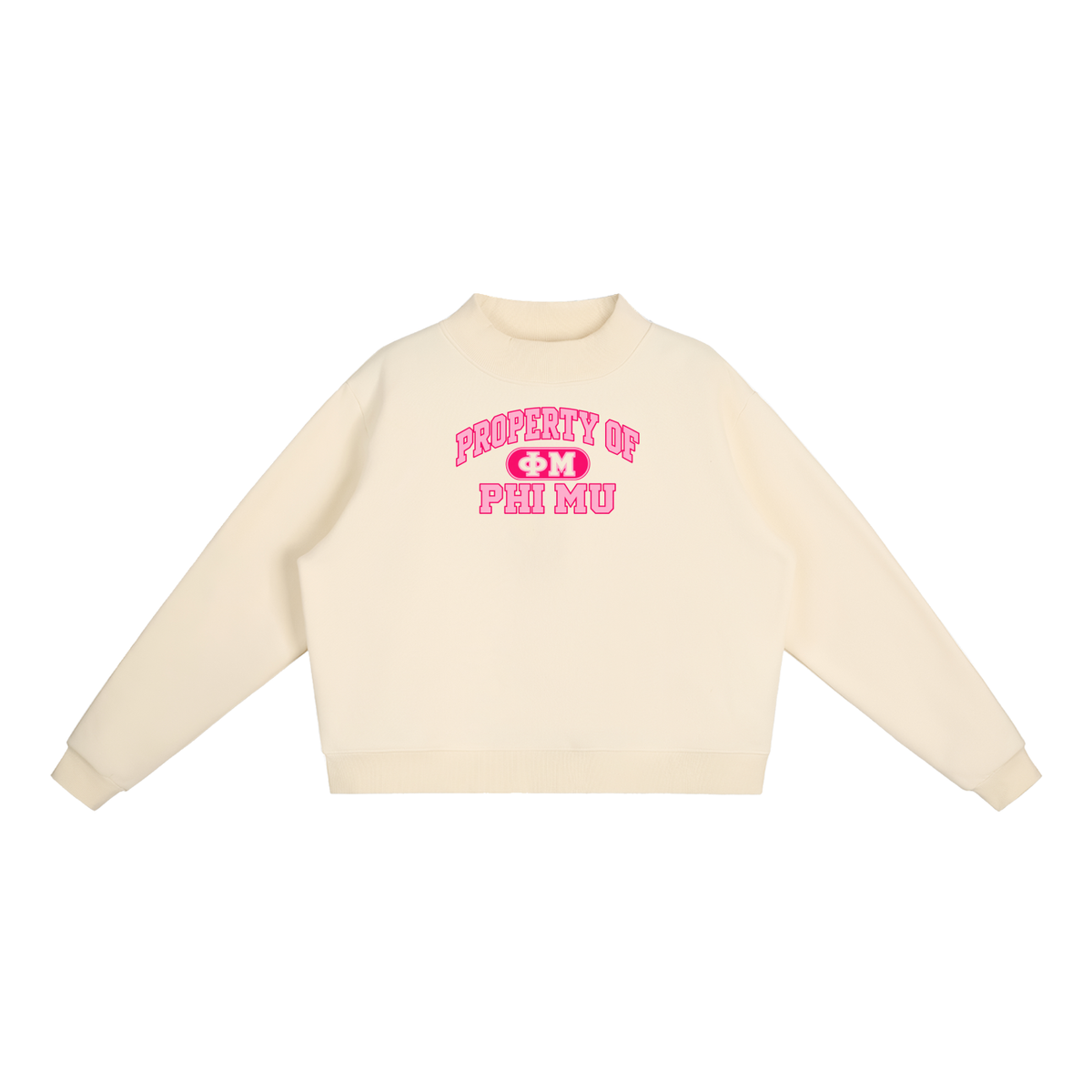 Phi Mu Essential Fleece Mock-Neck Crew Sweatshirt